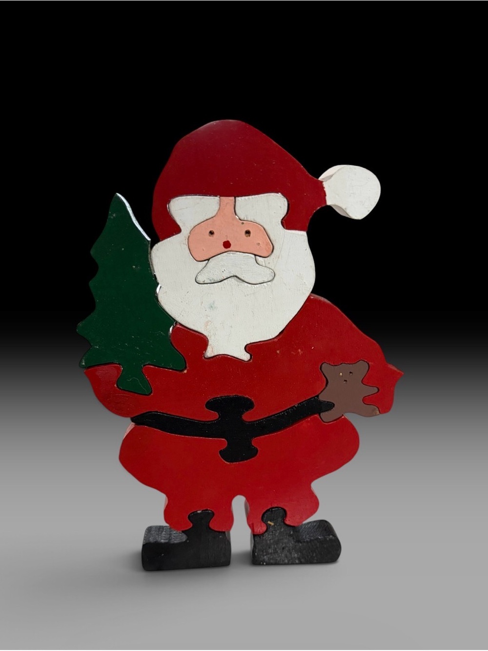 12-inch, 12 piece VTG standing Santa wood puzzle